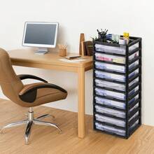 Plastic Storage Organizer, 6-Layer Or 10-Layer Large Capacity With Organizer Top, Black, PP Material Multi-Purpose Scrapbook Storage With 4 Removable Wheels Or No Wheels, Suitable For Office Essential Tools Crafts Supplies - 10 Layers, Without Boxes and Casters - View 9