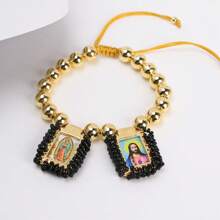 1 Pulsera con medalla de escapulario chapada en oro, cuentas de cobre, Virgen María de Guadalupe, joyería religiosa de regalo - Brazalete encantado - Ver 10
