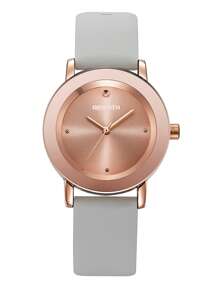 1pc Ladies' Casual Versatile Silicone Strap Quartz Wristwatch, Suitable For Everyday Wear - Grey - View 6