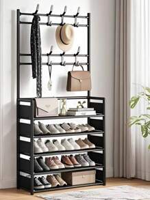 3/4/5/6/8-Tier Heavy-Duty Metal Shoe Rack, Simple, Easy-To-Assemble Shoe Rack, Suitable For Entryway, Hallway, Bedroom, Living Room, Home, Dorm. - Black - View 2