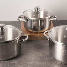 ALEA 燉鍋（直徑 16 厘米，直徑 18 厘米，直徑 20 厘米）3 件套，不銹鋼蓋 Bergner - 彩色 - 查看 4