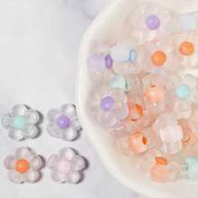 100pcs Acrylic Transparent Candy Color Cute Cartoon Flower & Heart Beads For DIY Bracelets, Necklaces, Anklets, Hair Clips, Jewelry Accessories, Suitable For Gifts, Parties And Festivals (Random Color) - Frosted Flower Beads (100 Pcs/pack) - View 44