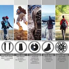 Hiprimo Bastones para Senderismo Ajustables Plegables Ergonómicos Hechos de Aluminio 7075 Ligeros con Bloqueo Rápido | Caminata Montaña | Trekking Poles - Caqui - Ver 4