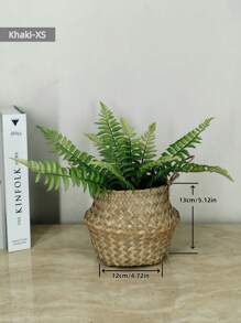 1 pieza Cesta de plantador de paja de mar tejida a mano - Maceta plegable para interiores/exteriores, decoración del hogar bohemia. Cesta de plantador de paja de mar, Cesta de paja de mar con flecos, Cesta de planta plegable, Plantador de paja de mar
