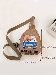 Capybara Pattern Kids Waist Bag, Cartoon Fashion Girls Mini Chest Bag, Casual Sling Crossbody Bag For Boys Toddler, Lightweight