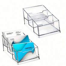Acrylic 1/2/3 Layer Business Card Holder, Transparent Desktop Card Storage/Document, Durable And Transparent, Suitable For Office Desk Storage, Restaurant Desktop Card Storage Box, Desktop Tissue Storage Box, Hotel Desktop Storage Box, Suitable For Office, Restaurant, Hotel