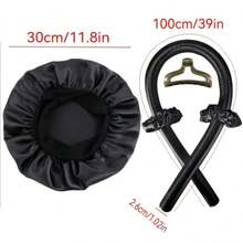 女士缎面睡帽套装，带发夹、发环、发带 - 防过敏、长发造型、轻松质感护发、含手动卷发棒、无香 - 沙龙品质发饰、发卷、无热卷发、卷发器、美发产品及理发沙龙配件美容旅行必备品 - 彩色 - 查看 2