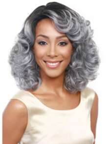 Women Short Curly Gray Synthetic Wigs, Granny Wig For Cosplay, Party Or Pranks - Grey - View 13