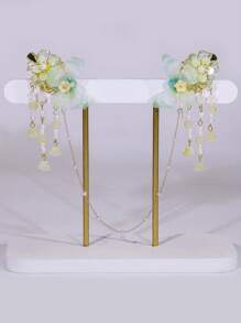 1/2/4 件中国风流苏蝴蝶花发饰套装、发夹、发夹爪夹、学校用品、度假装女士