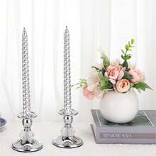 2PCS Silver Metal Cone Candle Holder, Metal Crystal Candle Holder, Elegant Candle Holder Set, Dining Table Center Decoration, Fireplace Candle Decoration (Excluding Candles)