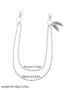 1pc Unique Ball Beads & Feather Mask Pants Chain - Multicolor - View 5