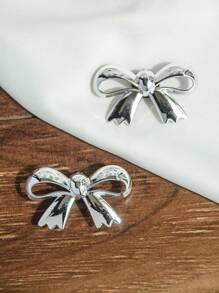 20 Stücke/Set Silber Schleife & Herz 3D Perlen abnehmbare DIY Schuh Dekorationen, inklusive Blumen, Herzen, 3D Perlen, Schleifen, süßer mädchenhafter Stil, Outdoor Schuh Accessoires, abnehmbare Schuh Clips, Schuh DIY Accessoires, geeignet für Damen/Mädchen Sandalen Dekoration (Schuhe nicht enthalten)