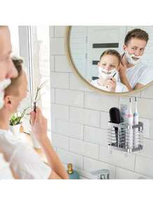 Toothbrush Holder, For Bathroom Stainless Steel Electric Toothbrush Holder Wall-Mounted Shower Toothbrush Toothpaste Holder Bathroom Organization Essential 2 Slots Silver