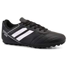 100% Genuine Leather Soccer Cleats - Sturdy Stitched Rubber Sole - Black - View 2