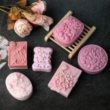 Flower Soap Silicone Mold 3D Square Relief Flower Scented Candle Plaster Soap Making Mould DIY Valentine's Day Gifts Home Decor - White - View 4