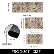 1pc Vintage Geometric Pattern Non-Slip Silica Gel Kitchen Carpet, 3D Printed Rectangular, Suitable For Living Room, Bedroom, Hallway, Bathroom, Laundry Room - Polyester Rug, For Indoor And Outdoor Home Decor - FUCFD128 - View 8