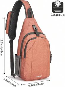 Mochila bandolera con bloqueo RFID, bandolera para senderismo, viajes - Naranja Claro - Ver 3