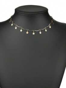 1 pieza Collar colgante de hierro con pentágono geométrico (la cantidad de pentagramas es aleatoria) - Multicolor - Ver 4