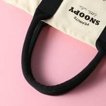 Miniso 史努比夏季旅行系列手提包（米色 ZG） - 帆布材质 + 可爱印花细节，简约配色，通勤购物/日常收纳/可爱装饰包（1 个） - 米色 - 查看 6