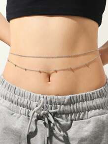 1pc Women's Fashion Double Layered Pearl Chain Body Chain, Suitable For Beach, Nightclub Party