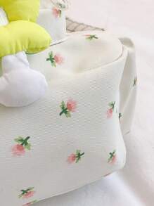 Fashionable & Cute Floral Pattern, Large Capacity, Lightweight, Shoulder Bag, Crossbody Bag, Multipurpose, Suitable For Shopping, Outings, And More - White - View 4