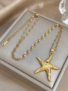 1 件海星吊坠项链女士可爱不锈钢链颈链日常派对珠宝礼物母亲节