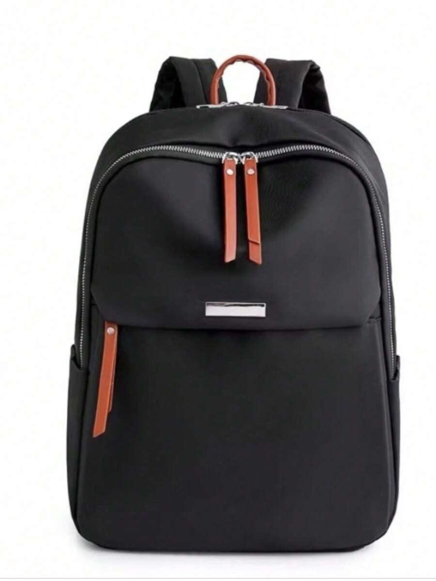 Mochila para laptop de grande capacidade Bolsa para livros escolar de nylon - Marrom - Visão 1