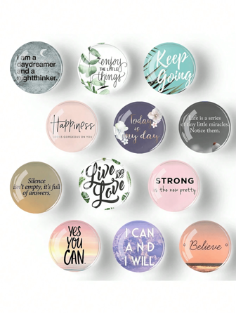 3pcs/6pcs/12pcs Set Random Inspiring Quote Crystal Glass Fridge Magnets