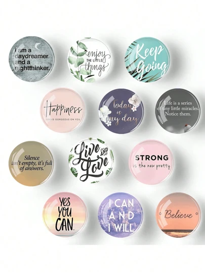 3pcs/6pcs/12pcs Set Random Inspiring Quote Crystal Glass Fridge Magnets