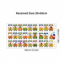 BRUP 1pc PVC Watercolor Cartoon Digital Train Pattern Creative Wall Stickers, Removable Decals For Nursery Schools, Classroom & Playroom Wall Decor & Home Aesthetics Wall Art Bedroom Decor Home Decor Living Room Wall Paper Party Decorations Living Room Decor Bedroom Office Decor Home Decor Items Personalised Stickers - Multicolor - View 8