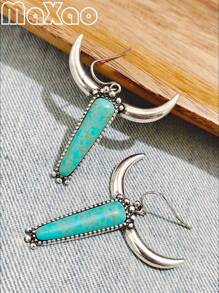 طقم مجوهرات مكون من قلادة وخاتم وأقراط بتصميم غربي عتيق مخصص للنساء، متعدد الألوان لتناسب أي إطلالة