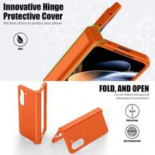 keshengtai 1件裝糖果色轉軸全包覆手機殼，適用於 Galaxy Z Fold 8 Ultra 7 6 5 4 3 5G - 橘色 - 查看 5