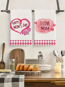 2 stuks/4 stuks Hartpatroon Moederdag Keukendecoratie Handdoeken, Moederdag Badkamer Handdoeken, Theedoeken, Keuken & Eettafeldecoratie, Seizoensgebonden Huis Keuken Badkamerdecoratie, Binnen/Buiten Feestartikelen, Kamerdecoratie, Geschikt voor Dagelijks Huis Keukendecoratie & Vakantiedecoratie