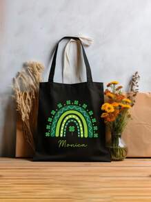 1pc Customizable Tote Bag For Women,Customizable Name Summer Beach Bag,Crossbody Bags For Women, Travel Accessories,St Patricks Day Canvas Tote,Mother's Day Gift,Graduation Gift, Custom Shoulder Bag,Gifts For Her,Suitable For Beach, Road Trip, Back To School, Daily Use -Gift For Travel Enthusiasts Students,Personalized Tote Bag Bridesmaid Gifts Bridal Party,Easter,Gift Bag, Birthday Gifts,Teachers ' Day,Girlfriend And Wife - Multicolor - View 5