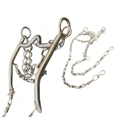 Freno para Caballo Economico Niquelado Bocado 12 con Barbada y Cadenillas para Activiades Ecuestres, de Trabajo o Cabalgata