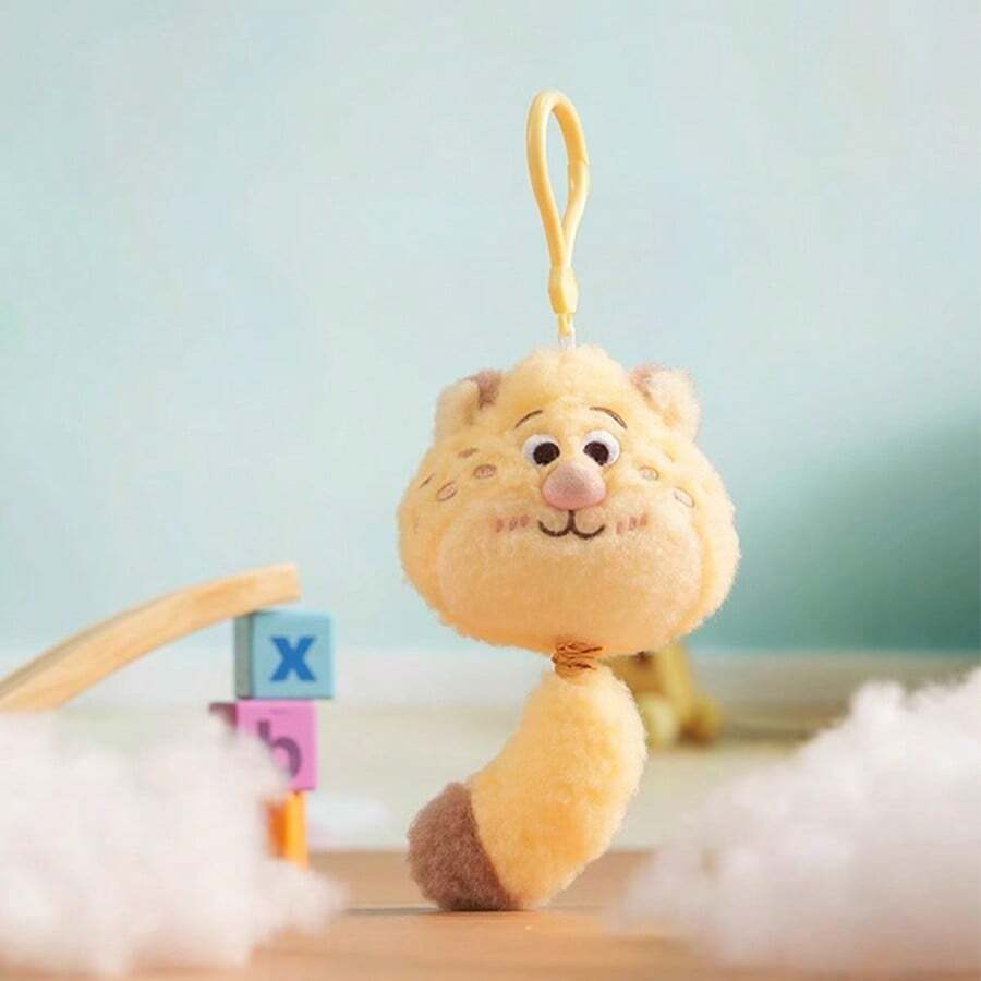 疯狂动物城警官克劳豪瑟扭扭毛绒钥匙扣，亲肤短毛绒面料，圆圆可爱的脸庞+可弯曲的身体，轻巧易携，可作钥匙装饰和背包挂件，适合作为情人节礼物（1个） - 黃色 - 查看 1