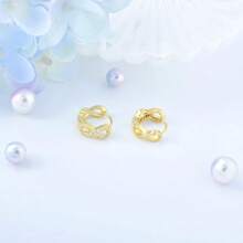 Women's Hypo-Allergenic Hoop Earrings, Gold Color Cubic Zirconia Infinite Earrings, Classic Minimalist Fashion Earrings, Birthday Gift