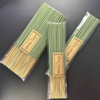 10/41/128 支白鼠尾草熏香棒：天然，8.66 英寸竹芯，燃烧时间 45-50 分钟，人造木质香味放松棒，适用于瑜伽、冥想、家庭和办公室芳香疗法