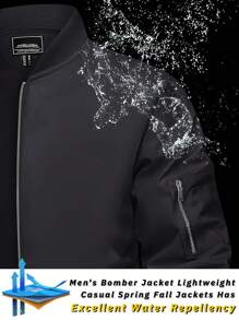 KEFITEVD Men's Spring/Spring/Winter Casual Jacket Polyester Fabric Soft, Lightweight And Comfortable Lapel Collar Windproof And Waterproof Multi-Function Pockets Open Flap Open Flap Outdoor Baseball Climbing Hiking Fishing Camping Daily Work Jacket - 黑色 - 查看 3