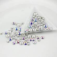 Gemas redondas de repuesto planas para coser con taladro central para cristales rhinestones -tamaños 4/5/6mm (0,157/0,197/0,236 pulgadas) color blanco y blanco AB brillante, para ropa, arte de uñas, manualidades, bodas, Día de la Madre, abaya, hiyab y decoración - 1440 piezas/bolsa