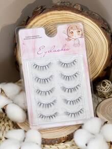 Outopen Bottom Lashes 5 Pairs Clear Band Wispy Natural Look Lashes Japanese Manga Style Spiky Anime Lower Lashes Dramatic DIY Cosplay Bottom Eyelashes Reusable - 自然纖長款 - 查看 2