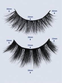 Happy Butterfly 10 Pairs Of Natural Fake Eyelashes, 3D Mink Fur Fake Eyelashes, Dense And Curly, Anime Style, For Daily And Long-Lasting Makeup, Enlarges Eyes - 尖尾漫畫款 - 查看 4