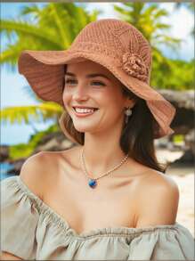 2025 女士可折叠草编太阳帽 - UPF 50+ 夏季海滩配件，4 种颜色，小巧时尚，适合户外、公园和旅行 - 彩色 - 查看 11