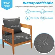 Outdoor Seat Cushion Set Waterproof & Fade-Resistant Patio Chair Cushions With Removable Cover, Deep Seat & Back Cushion Outdoor Patio Furniture Non-Slip Straps & Handle For Garden, Deck, Porch, Sofa Chair Cushion Set - Xám - Xem 3