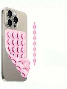 1pc Silicone Phone Sticky Grip Handle, Suction Phone Case Stand, Hands-Free Sticky Phone Handle For Selfie And Video, Mobile Finger Grip Stand - Multicolor - View 4