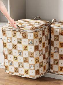 New Cartoon Bear Pattern Non-Woven Fabric Storage Bag, Household Clothes Storage Bag, Quilt Storage Bag, Moving Organizer Bag, Travel Essential - Multicolor - View 10