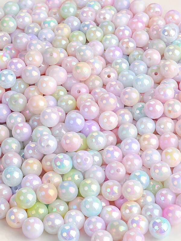 100/50/25 piezas Cuentas acrílicas multicolor iridiscentes de 6-10mm estilo sirena, adecuadas para hacer joyas DIY, pulseras, collares, y manualidades