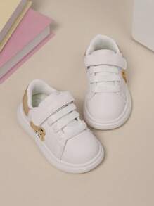 1 Pair Children Lightweight Comfortable Low-Top Casual Sports Shoes With Bear Decor, Suitable For Students Everyday Sports And Traveling, All Season - Apricot - View 2