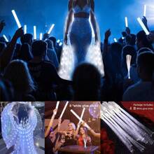 13pcs Wedding & Party Set (1pc LED Light-Up Wings, 6pcs Glow Sticks, 6pcs Fiber Optic Sticks) For Party Performance, Dancing, Stage Show, Suitable For Women, Music Festival Decoration, Christmas Party, Carnival, Stage, Performance Props - 彩色 - 查看 2