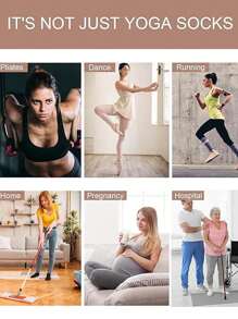 4 pares de calcetines de yoga de mujer multicolor con agarre antideslizante, aptos para pilates, ballet, baile, ejercicio descalzo, calcetines sin dedos antideslizantes, calcetines deportivos elásticos - Negro - Ver 9